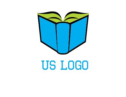 tilted open hardcover book logo