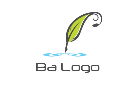 green quill poised on flat circle logo