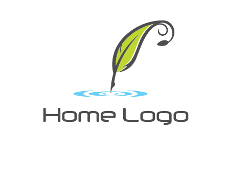 green quill poised on flat circle logo