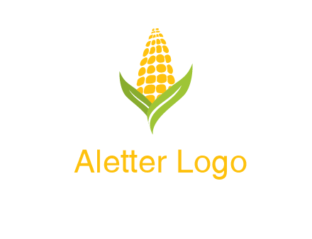 corn on the cob with leaves agriculture logo