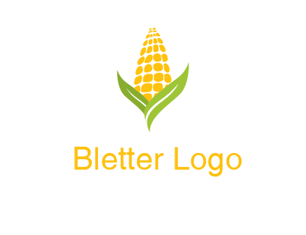 corn on the cob with leaves agriculture logo