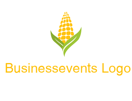 corn on the cob with leaves agriculture logo