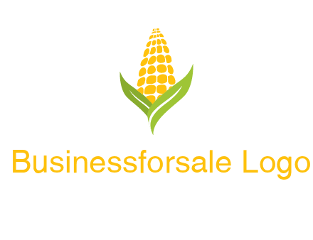 corn on the cob with leaves agriculture logo