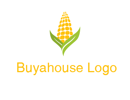 corn on the cob with leaves agriculture logo