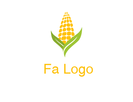 corn on the cob with leaves agriculture logo