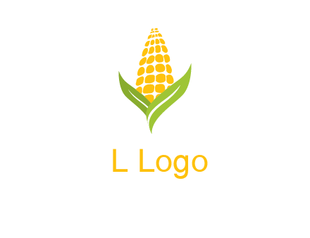 corn on the cob with leaves agriculture logo