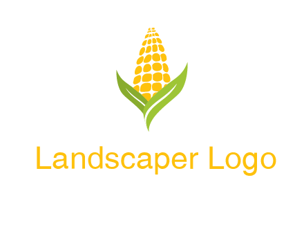 corn on the cob with leaves agriculture logo