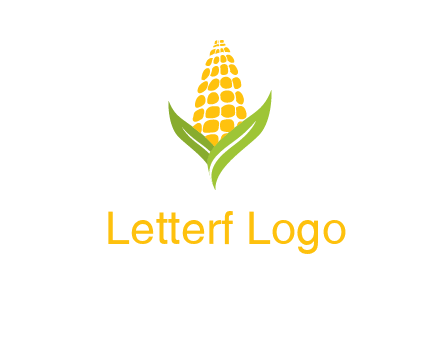 corn on the cob with leaves agriculture logo