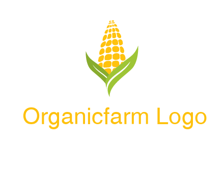 corn on the cob with leaves agriculture logo