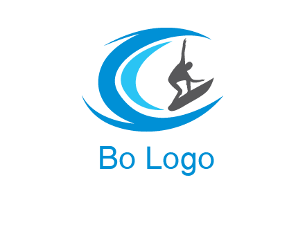 man surfing big waves logo