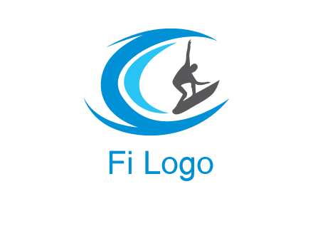 man surfing big waves logo