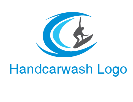 man surfing big waves logo