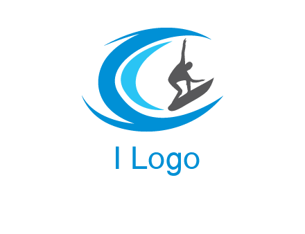 man surfing big waves logo