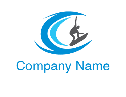 man surfing big waves logo