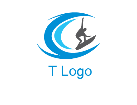 man surfing big waves logo