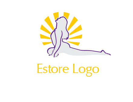 woman stretch on floor fitness logo