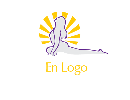 woman stretch on floor fitness logo