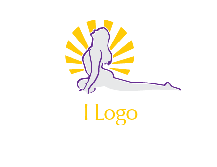 woman stretch on floor fitness logo