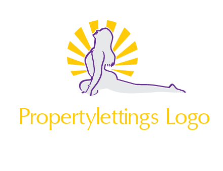 woman stretch on floor fitness logo