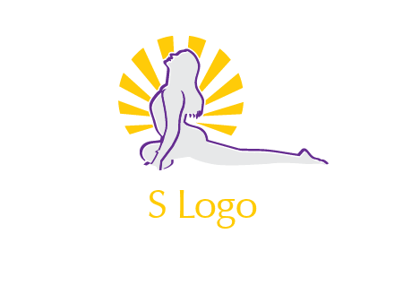 woman stretch on floor fitness logo