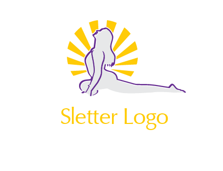 woman stretch on floor fitness logo