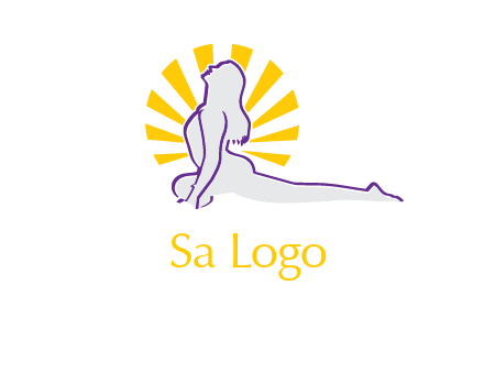 woman stretch on floor fitness logo