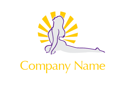 woman stretch on floor fitness logo