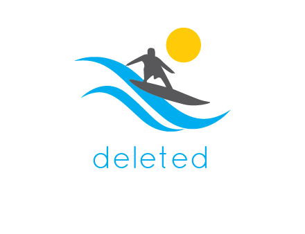 man surfing on waves at sunset travel logo