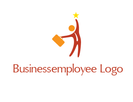 happy executive with star and briefcase in hand graphic