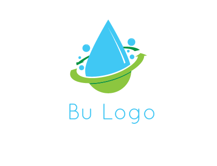 arrows and bubbles around water droplet cleaning logo