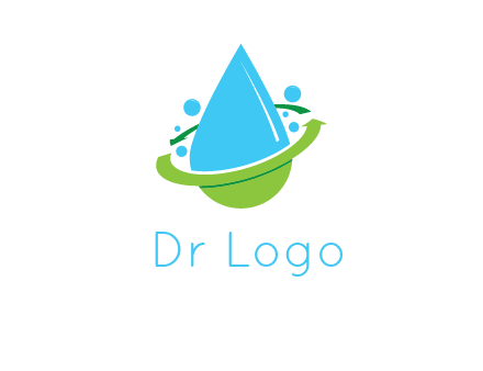arrows and bubbles around water droplet cleaning logo