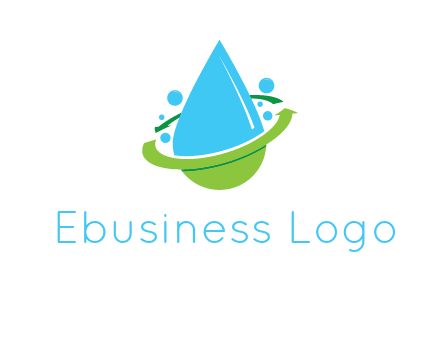 arrows and bubbles around water droplet cleaning logo