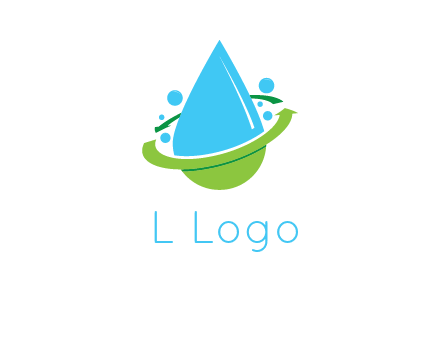 arrows and bubbles around water droplet cleaning logo