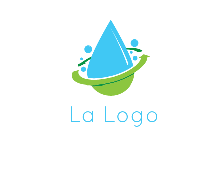 arrows and bubbles around water droplet cleaning logo