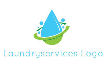 arrows and bubbles around water droplet cleaning logo