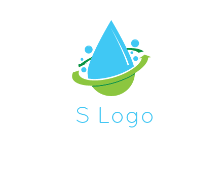 arrows and bubbles around water droplet cleaning logo