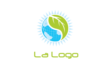 leaf and world half in circle agriculture logo