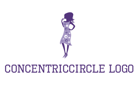 woman in a purple sleeveless dress logo