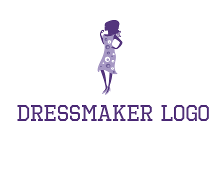 woman in a purple sleeveless dress logo