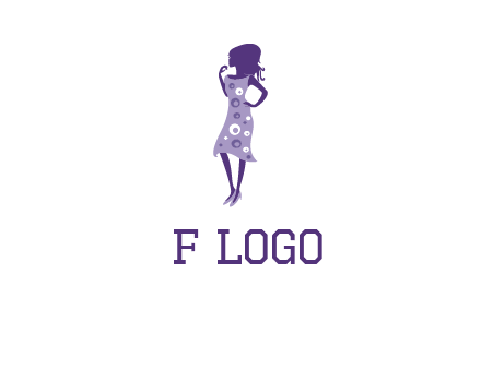 woman in a purple sleeveless dress logo