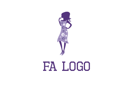 woman in a purple sleeveless dress logo