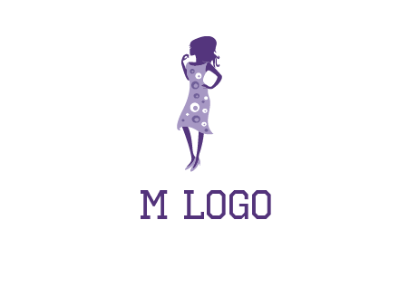 woman in a purple sleeveless dress logo