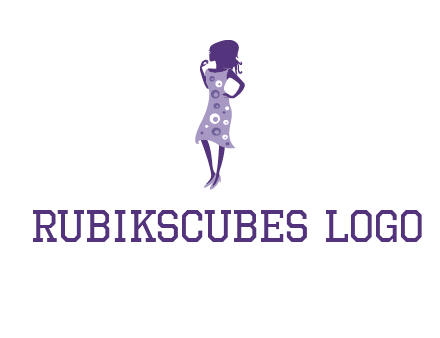 woman in a purple sleeveless dress logo