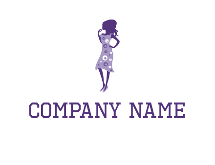 woman in a purple sleeveless dress logo