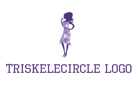 woman in a purple sleeveless dress logo