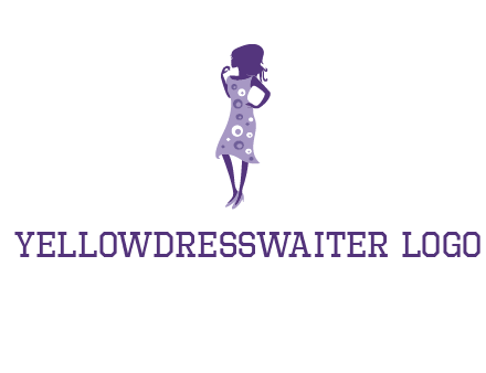 woman in a purple sleeveless dress logo