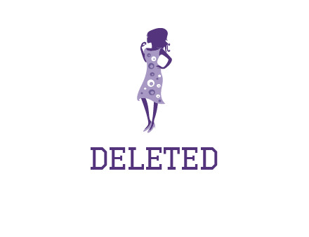 woman in a purple sleeveless dress logo