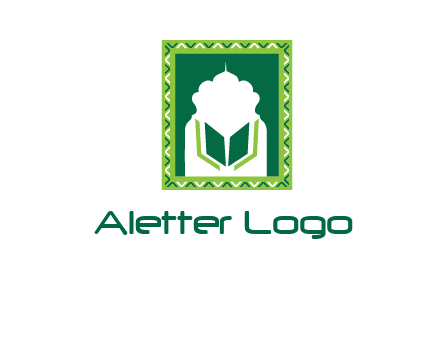 Islamic logo showcasing the Holy Quran and the outline of a mosque