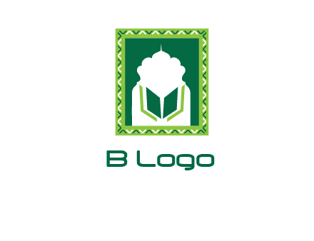 Islamic logo showcasing the Holy Quran and the outline of a mosque