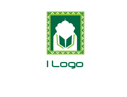 Islamic logo showcasing the Holy Quran and the outline of a mosque